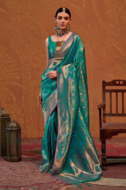 Make a Statement with a Green Saree