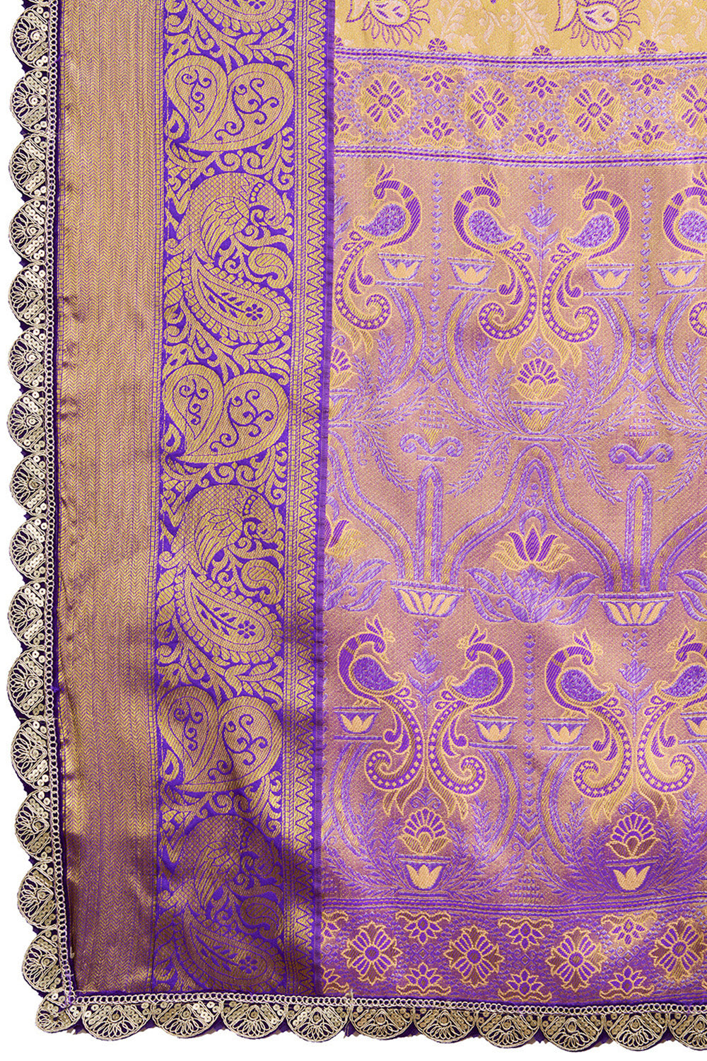 Gold Wine All Over Zari Saree With Rich Pallu