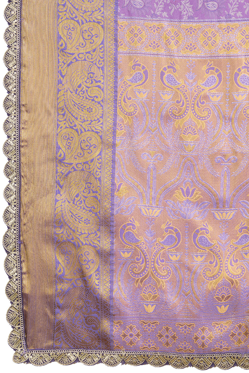 Purple All Over Zari Saree Weaved With Rich Pallu