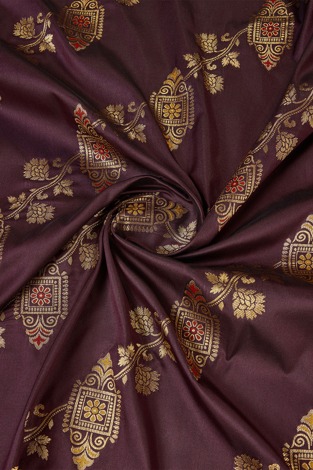Deep Maroon Banarasi Sari with bel design