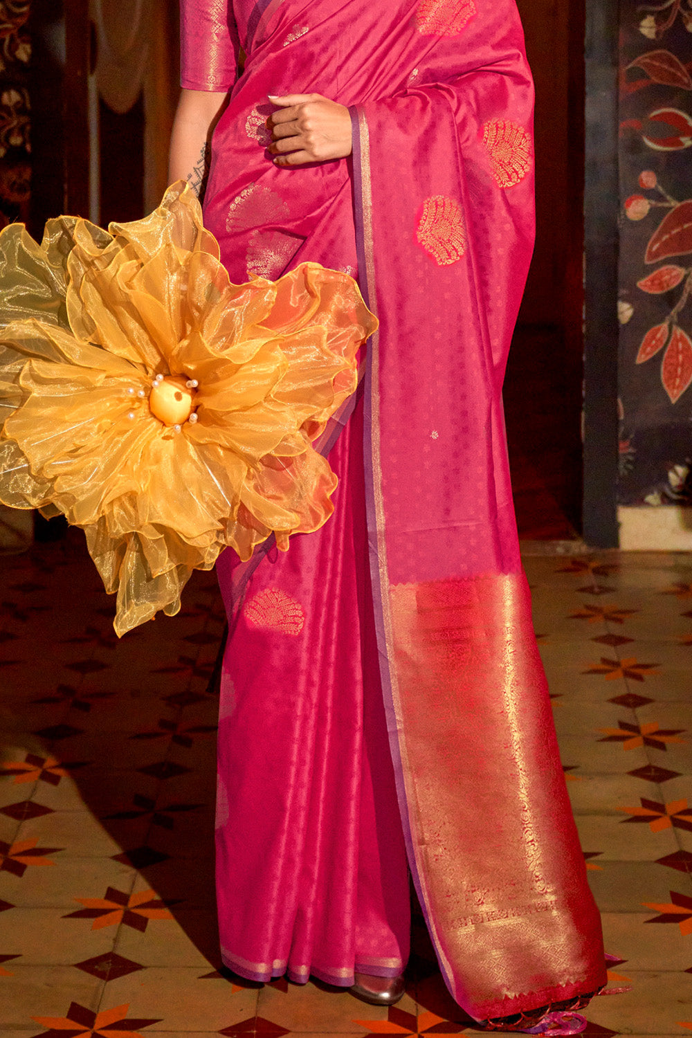 Pink Banarasi Saree Heavy With Brocade Blouse