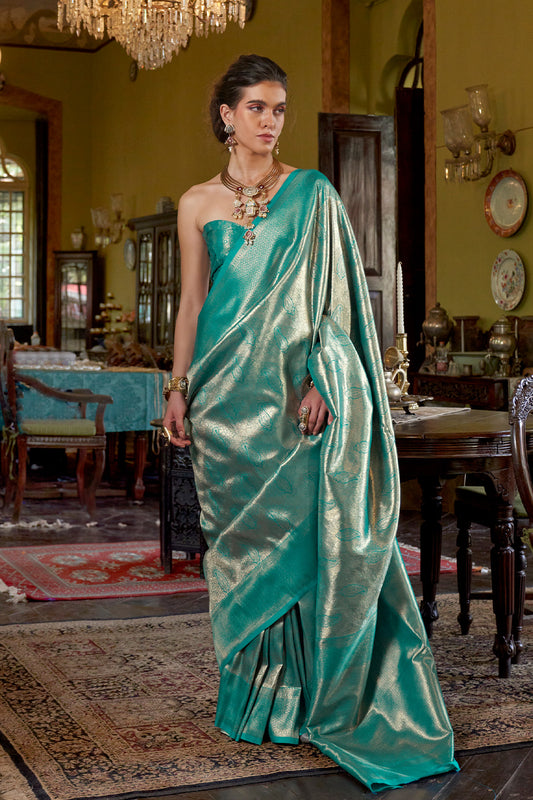 Green Dharmavaram Weaving Saree With Blouse