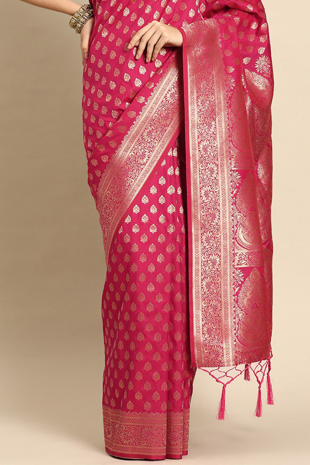Red Banarasi saree with butta design