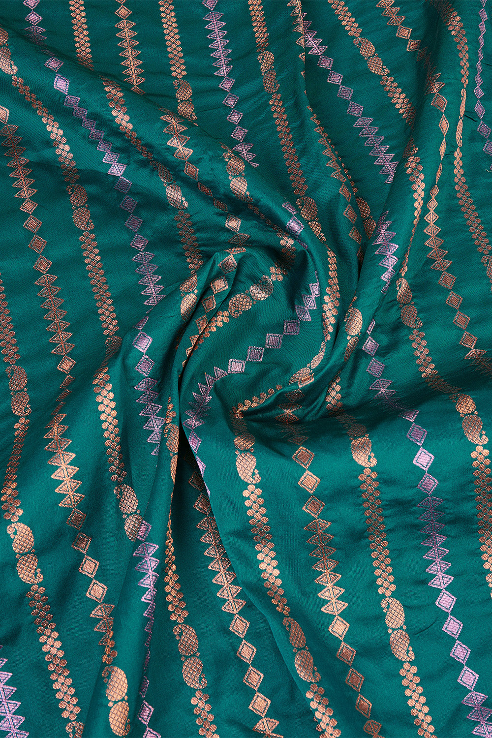 Sea Green Banarasi Saree with Stripes pattern