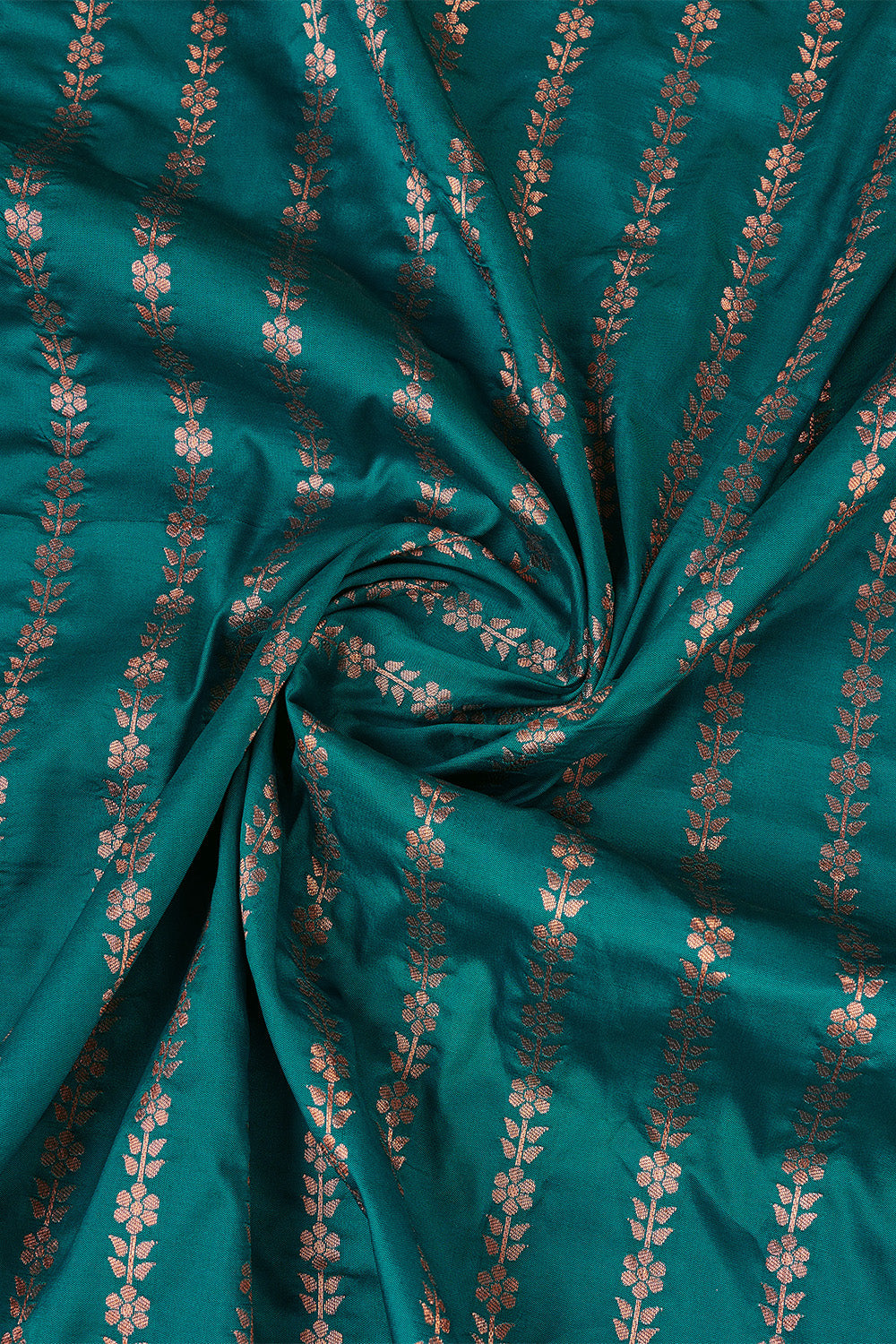 Sea Green Banarasi Saree with Stripes Design and contrast pallu