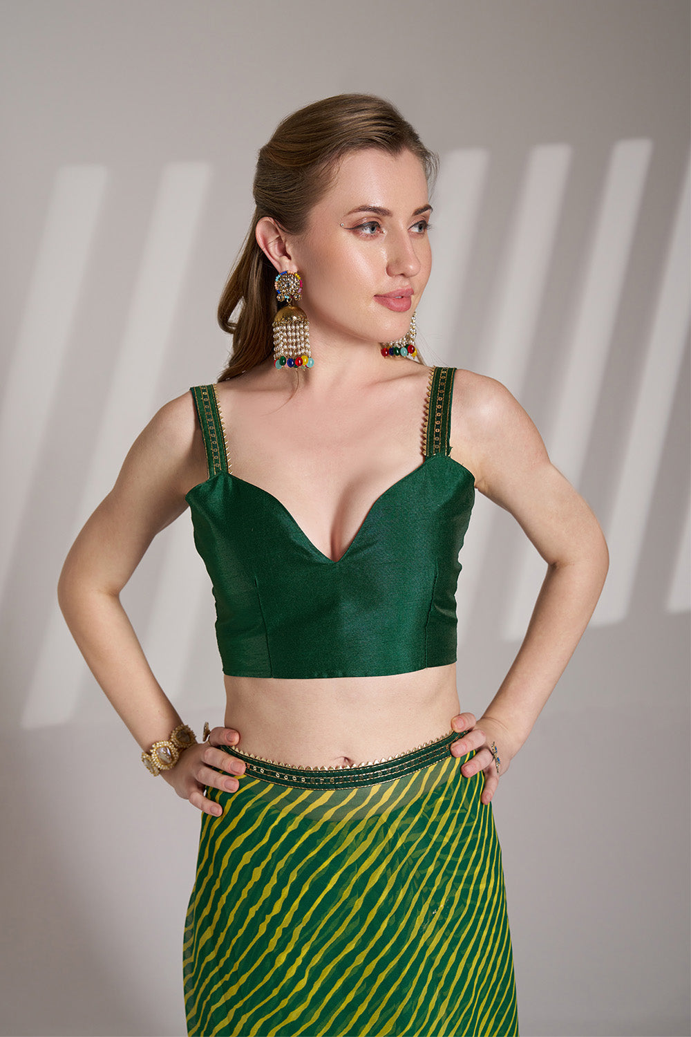 Green Georgette Saree With Lace Blouse