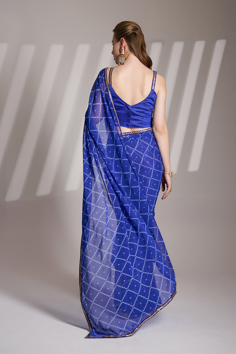 Blue Georgette Saree With Lace Blouse