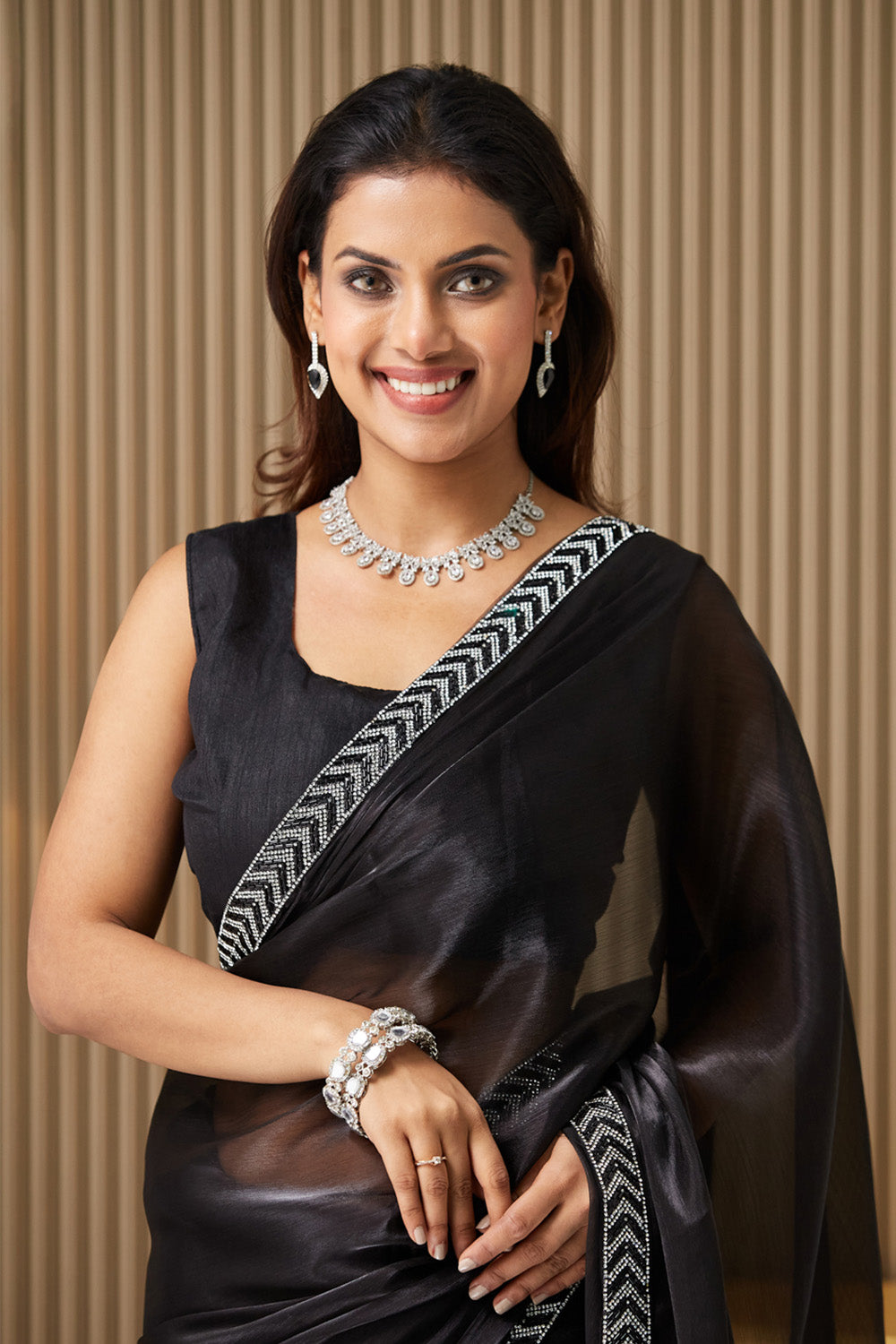 Black Designer Saree With Blouse