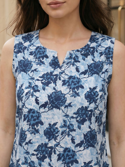Navy Blue Sleeveless Cotton Top
