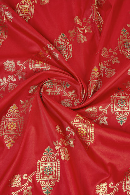 Red Banarasi Sari with floral design