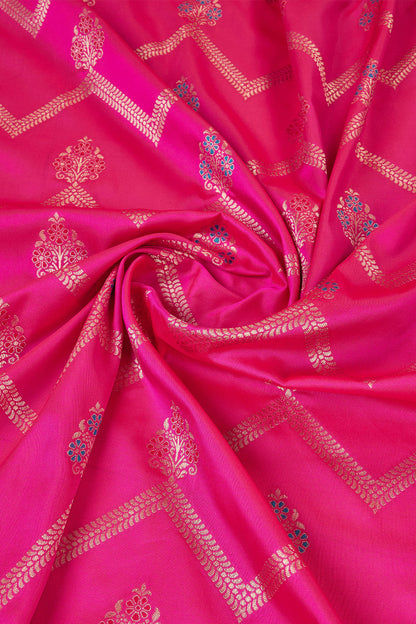 Rani Pink Banarasi saree with Leheriya Motifs