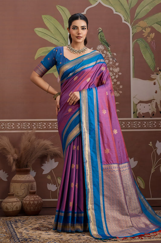 Pink Onam Design Saree with blouse