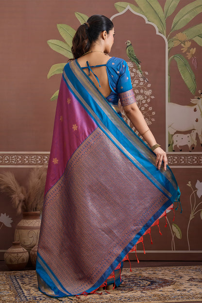 Pink Onam Design Saree with blouse