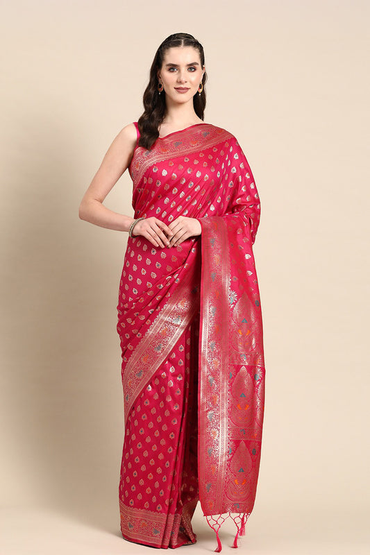 Red Banarasi saree with butta design