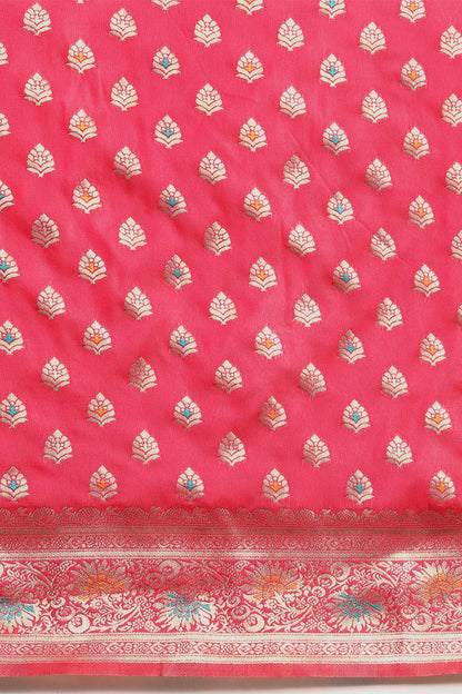 Red Banarasi saree with butta design