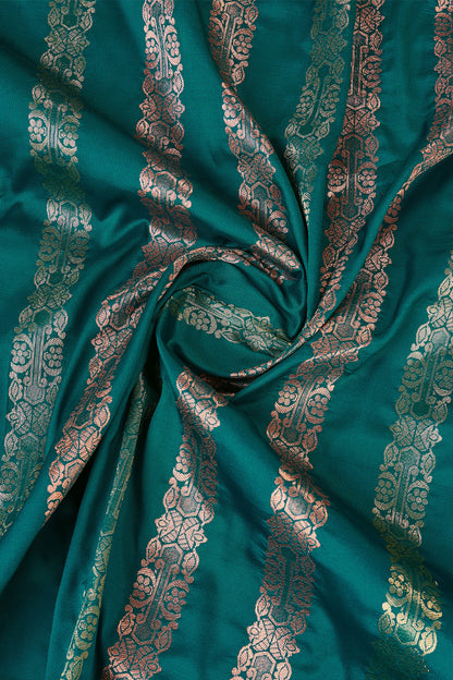 Sea Green Banarasi Saree with Stripes Design