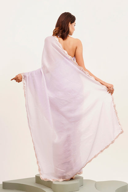 Lavender Sequinned Tissue Saree With Blouse