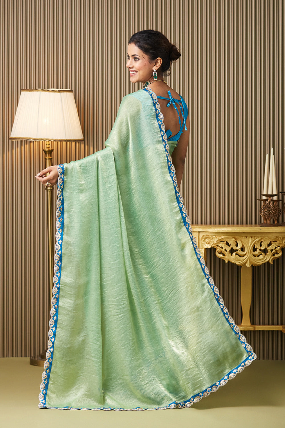 Green Chiffon Saree With Blouse
