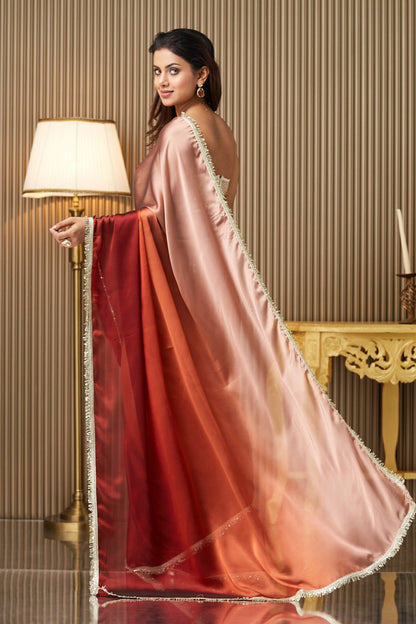 Brown Ombre Georgette Saree With Blouse